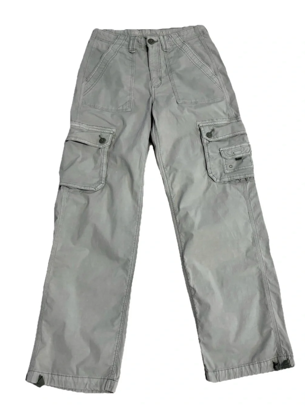 American Eagle Baggy Cargo Pants Green Stretch Utility Size 4 Regular - Picture 3 of 9